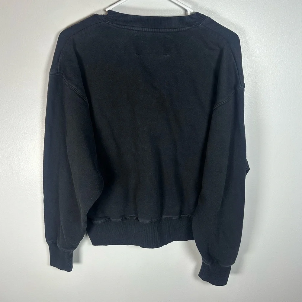 Araminta James Black Lace-Up Sweatshirt, thick, size XS oversized Anthropologie